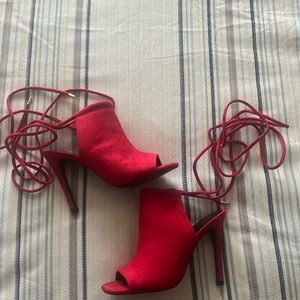 Red strappy mule